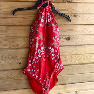 Ted Baker Onepiece Backless Swimsuit. Bright red. Size 3.